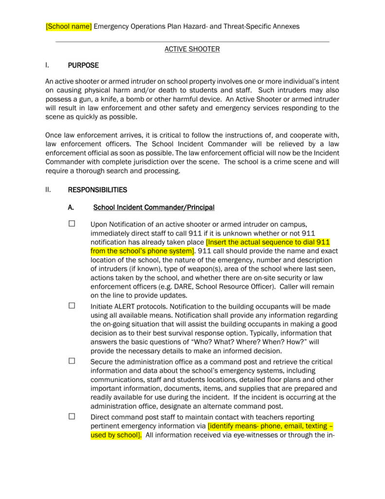 Alice-Active-Shooter-Eop-Template with Active Shooter Plan Template Alice Active Shooter Eop Template With Active Shooter Plan Template