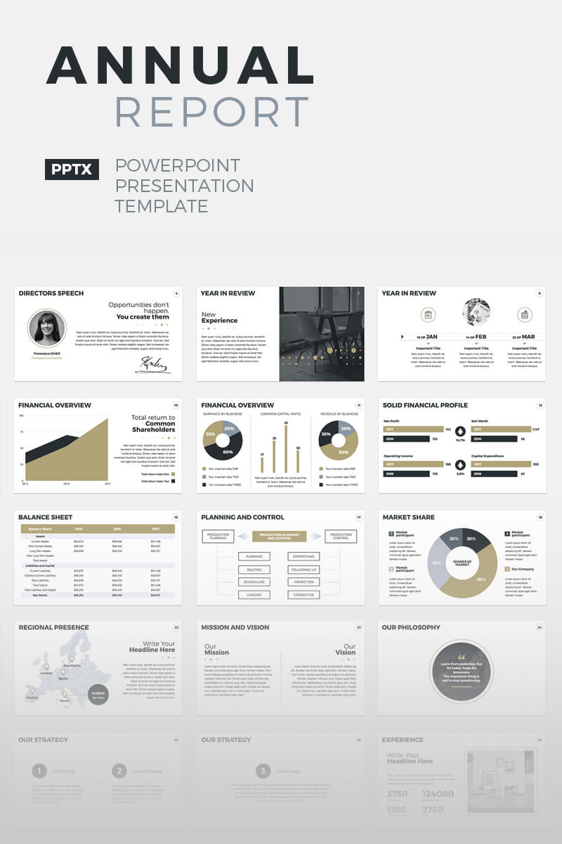 Annual Report – Powerpoint Presentation Template Within Annual Report Ppt Template