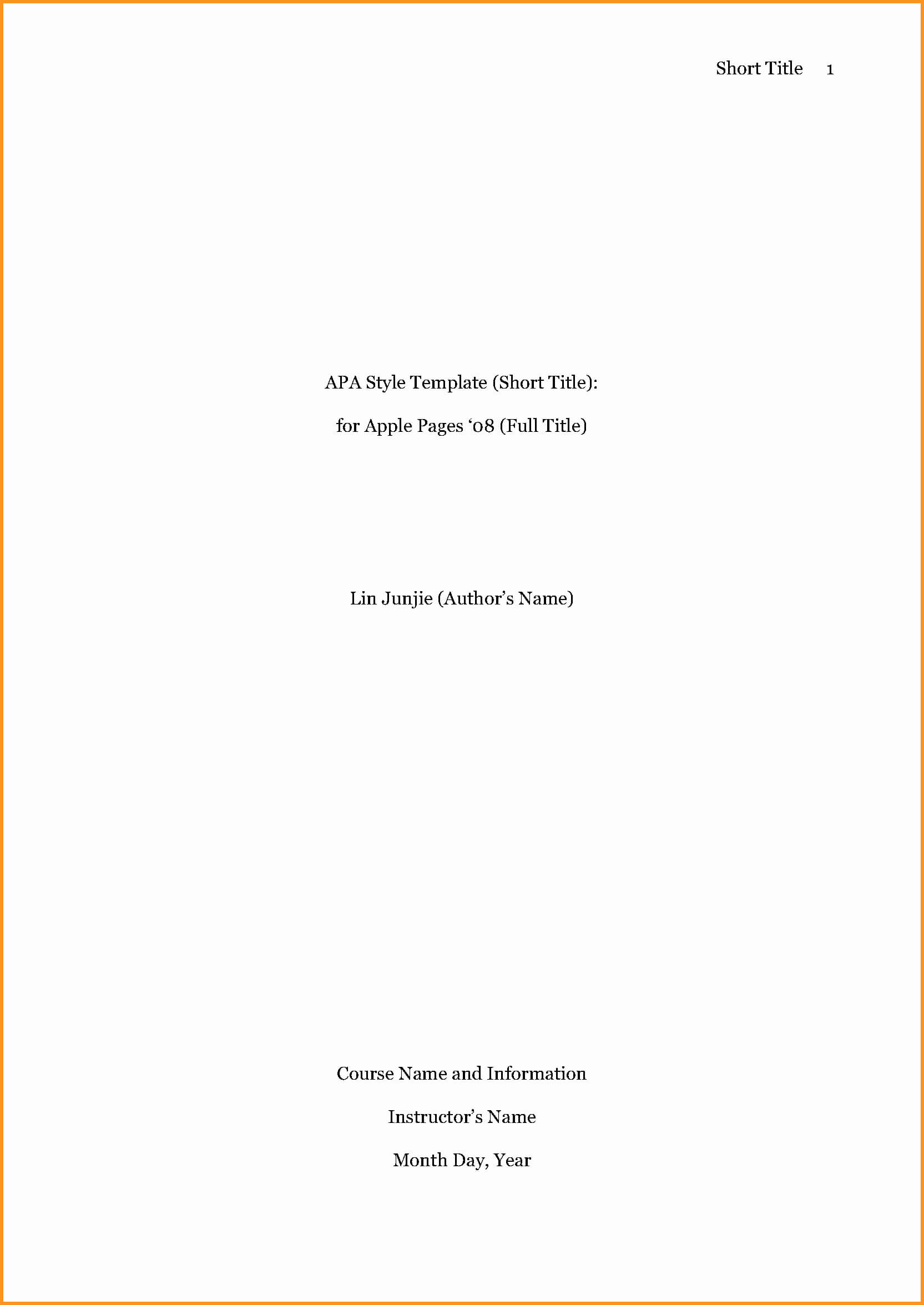 Apa Format Cover Page – Colona.rsd7 With Regard To Apa Word Template 6Th Edition