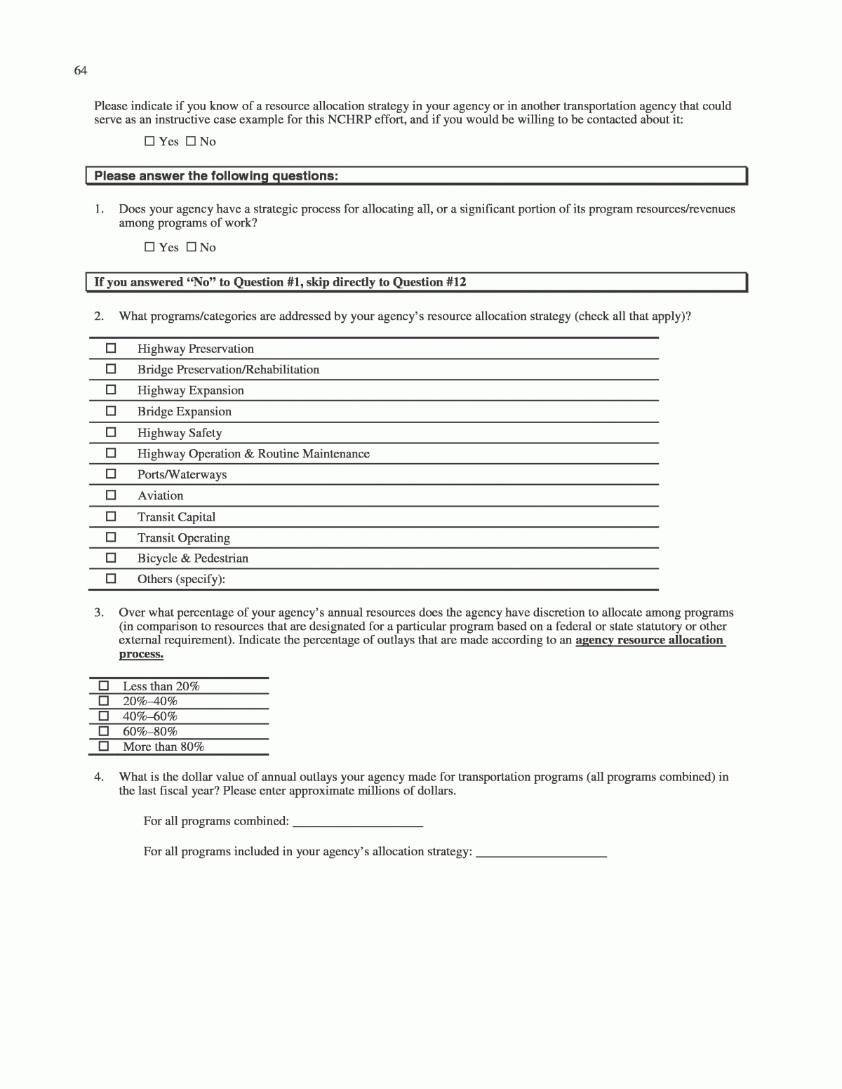 Appendix B – Survey Questionnaire | Resource Allocation Of Intended For Business Process Questionnaire Template