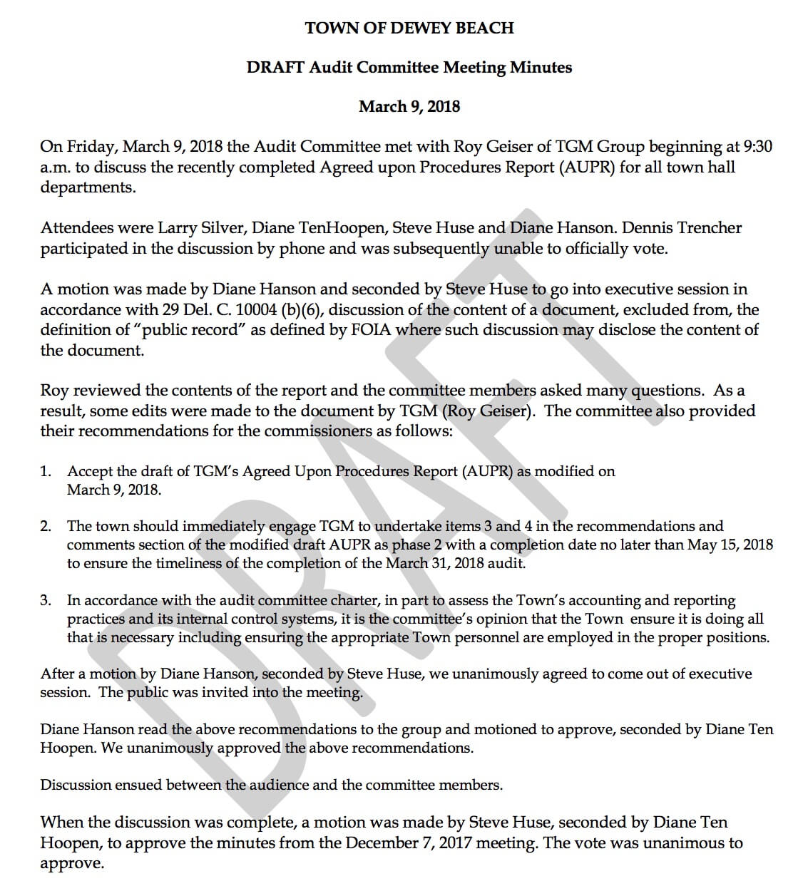 Audit Committee Recommendations Re: Agreed Upon Procedures within Agreed Upon Procedures Report Template Audit Committee Recommendations Re: Agreed Upon Procedures Within Agreed Upon Procedures Report Template
