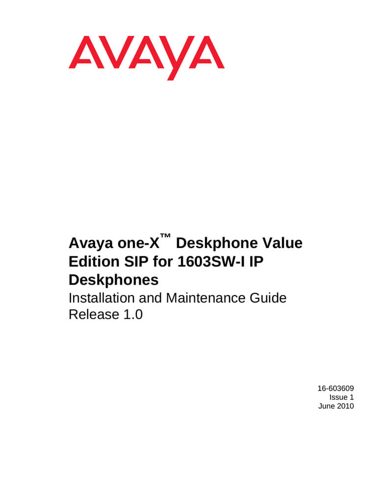 Avaya 1603Sw I Installation And Maintenance Manual With Avaya Phone Label Template