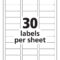 Avery 30 Labels – Colona.rsd7 Throughout 1 X 2 5 8 Label Template