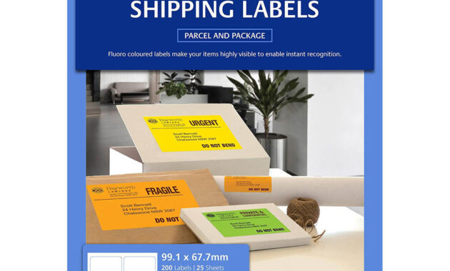 Avery 36103 L7165Fo Shipping Label 8Up 99.1 X 67.7Mm Fluoro Orange Box 25 |  Office National with 99.1 X 67.7 Mm Label Template