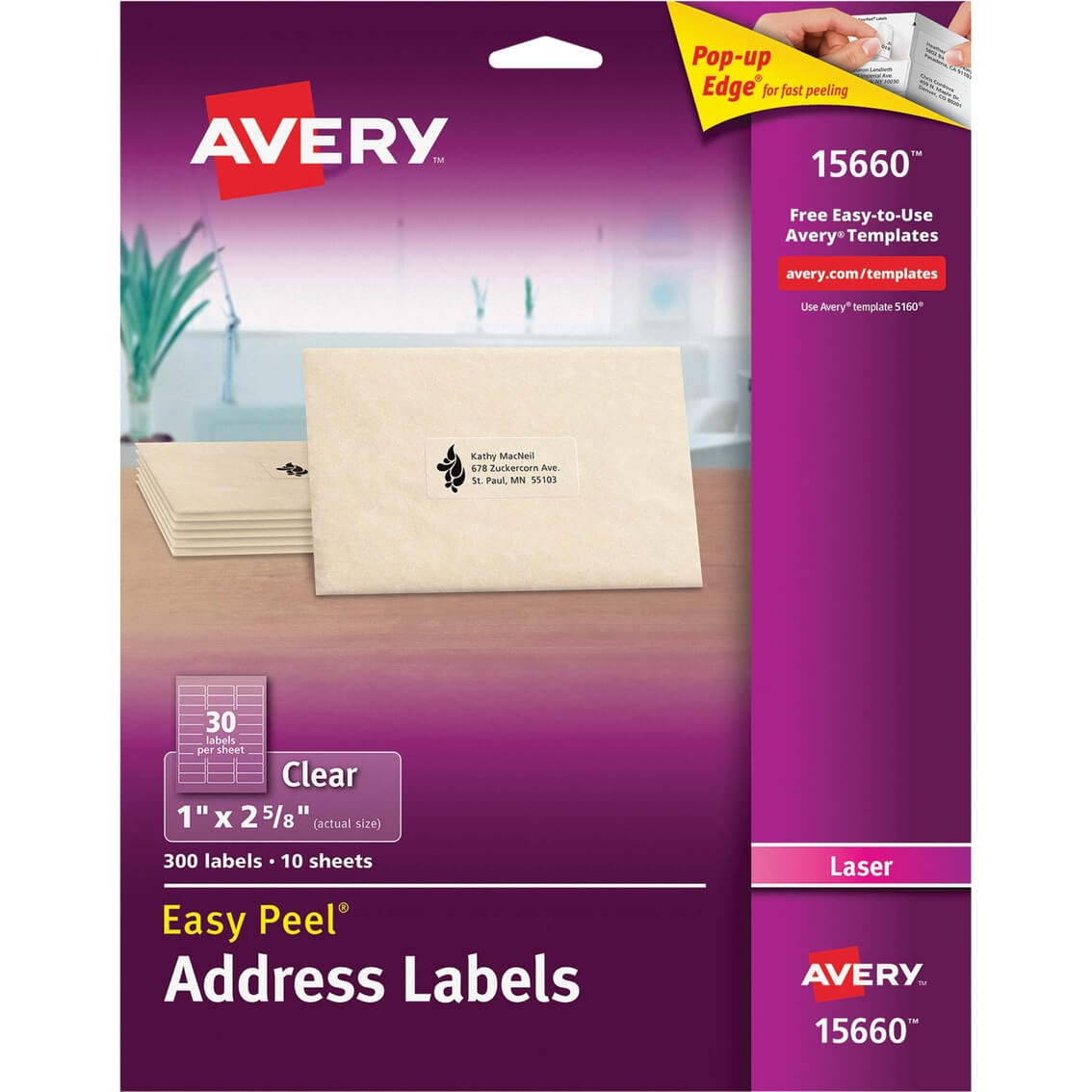 Avery Clear Easy Peel Mailing Labels For Laser Printers, 1 X Pertaining To 1 X 2 5 8 Label Template