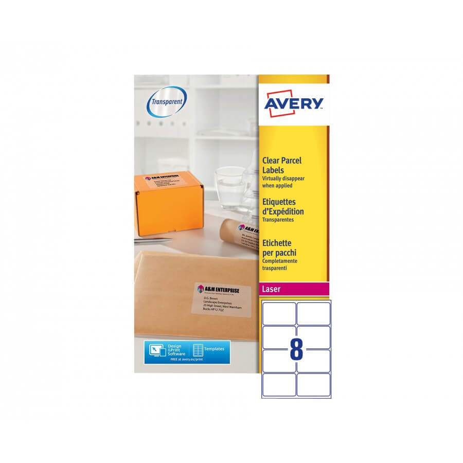 Avery Clear Laser Parcel Labels 99.1 X 67.7Mm 8 Per Sheet 25 Sheets L7565  Clear With Regard To 99.1 X 67.7 Mm Label Template