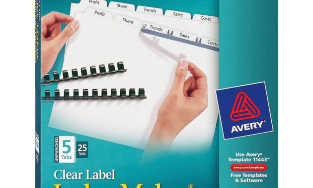 Avery® Index Maker Print &amp; Apply Clear Label Dividers With in 5 Tab Label Template