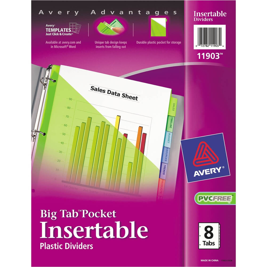 Avery Insertable Big Tab 11 1/8 In. X 9 1/4 In. 8 Tab Single With Regard To 8 Tab Divider Template Word
