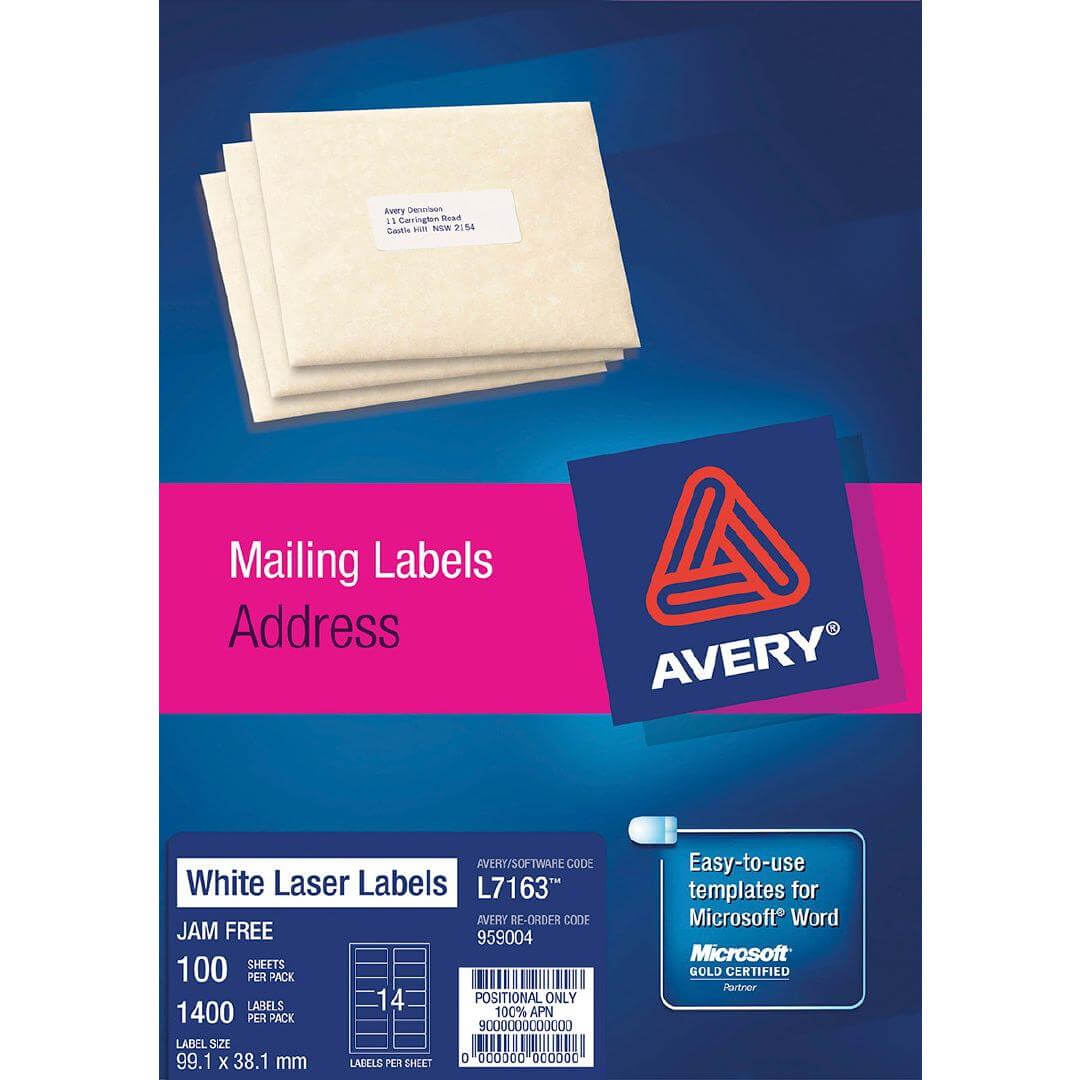 Avery Laser Labels L7157 33 Pack 100 | Warehouse Stationery, Nz Intended For 33 Labels Per Sheet Template
