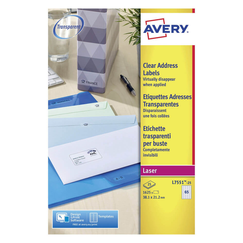 Avery Laser Mini Labels 38X21Mm 65 Per Sheet Clear (1625 Inside 65 Label Template