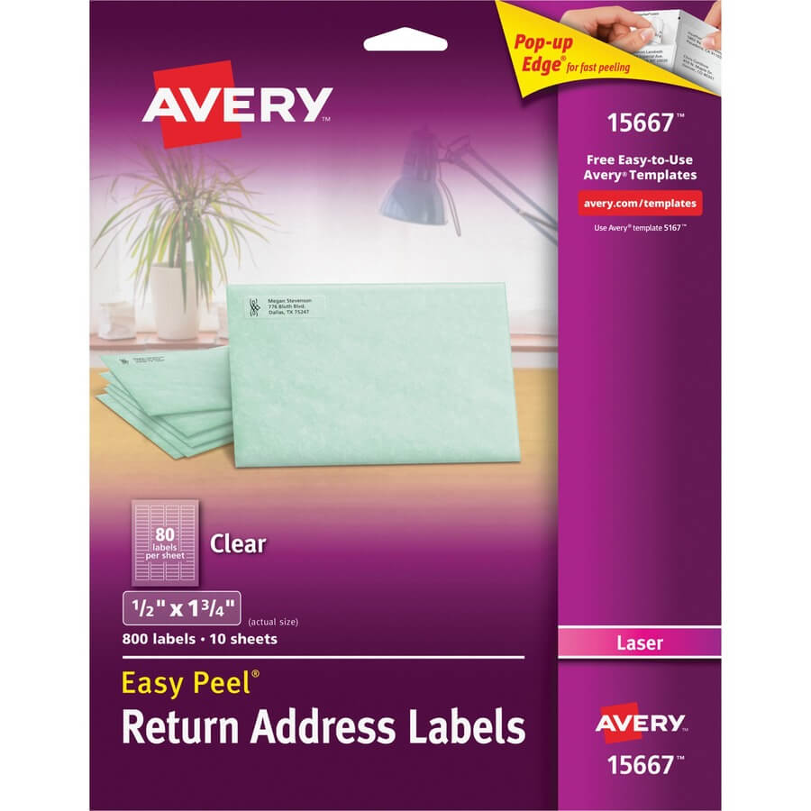 Avery® Matte Clear Return Address Labels, Sure Feed(Tm In 80 Labels Per Sheet Template