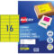 Avery Signalling Labels Fluoro Yellow 25 Sheets 16 Per Page With 16 Labels Per Page Template