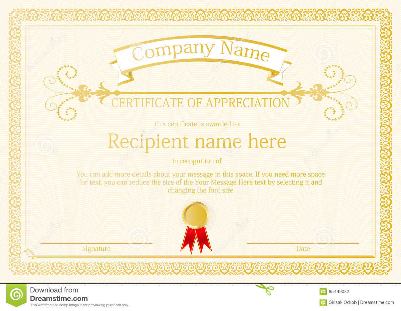 Award Certificate Frame Template Design Vector Stock Vector Throughout Award Certificate Design Template