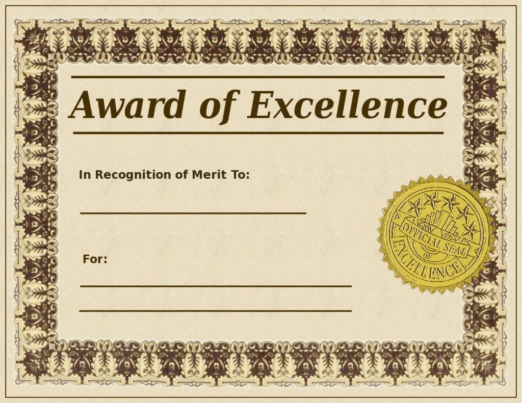 Award Of Excellence Certificate Template Sample Templates With Award Of Excellence Certificate Template