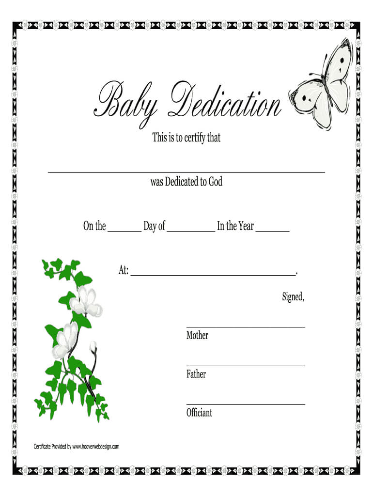Baby Dedication Certificate – Fill Online, Printable In Baby Christening Certificate Template