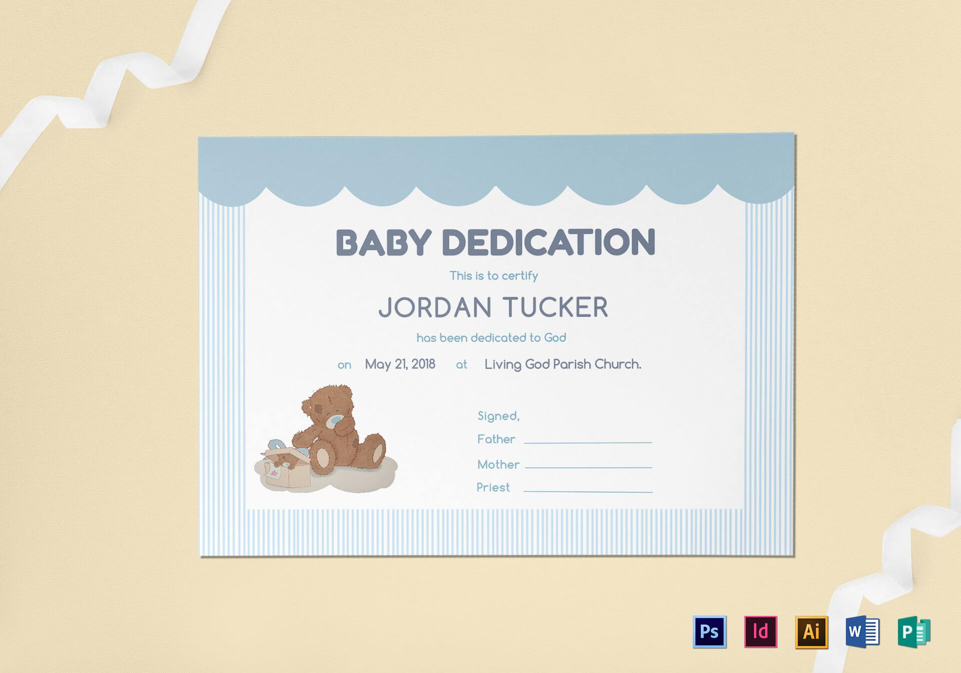 Baby Dedication Certificate Template Within Baby Dedication Certificate Template