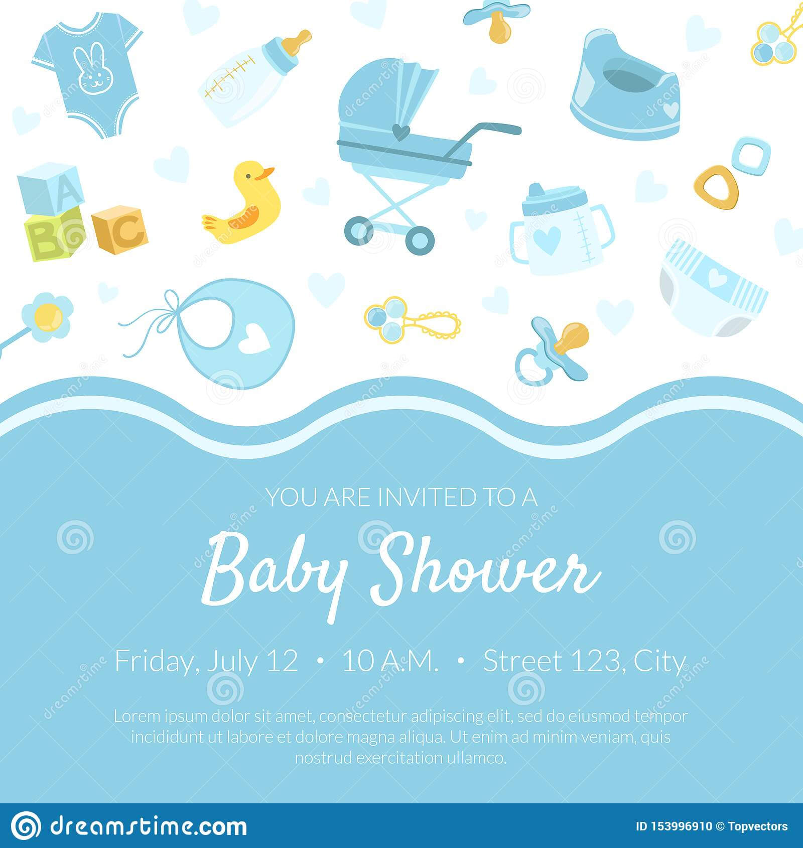 Baby Shower Invitation Banner Template, Light Blue Card With With Regard To Baby Shower Banner Template