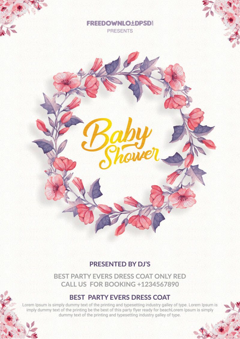 Baby Shower Invitation Flyer Templates – Psdflyer.co Within Baby Shower Flyer Template