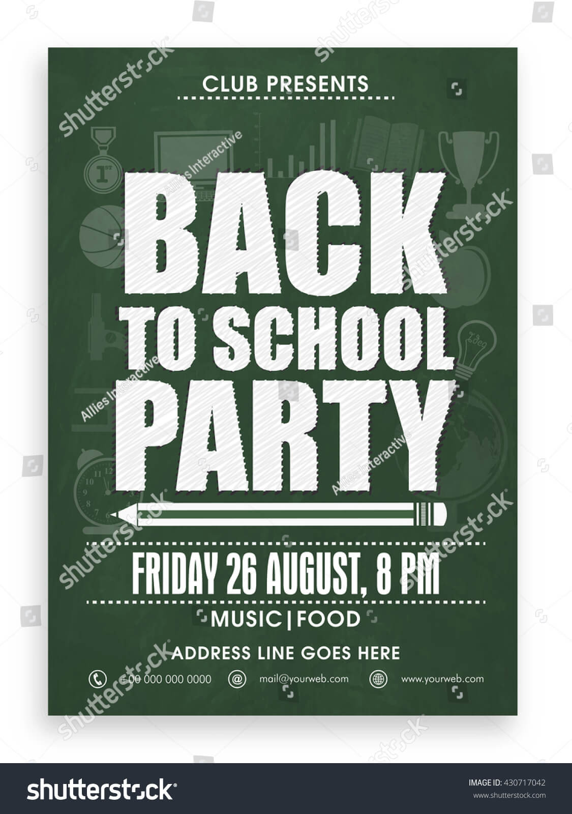 Back School Party Template Banner Flyer Stock Vector Regarding Back To School Party Flyer Template