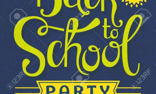 Back To School Party Invitation. Flyer With Hand Lettering Header in Back To School Party Flyer Template