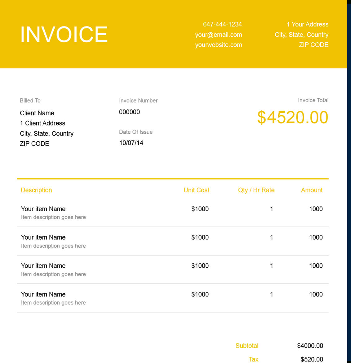 Bakery Invoice Template | Free Download | Send In Minutes Pertaining To Bakery Invoice Template