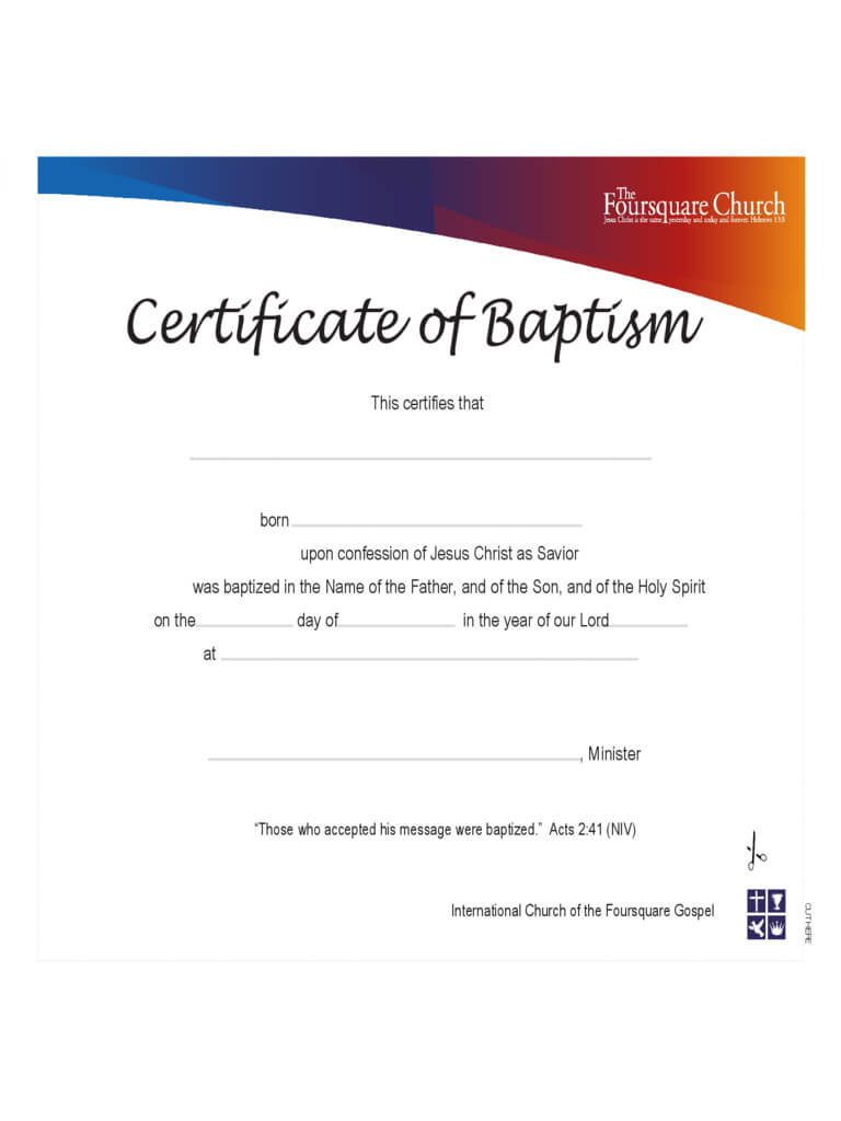 Baptism Certificate – 4 Free Templates In Pdf, Word, Excel In Christian Baptism Certificate Template