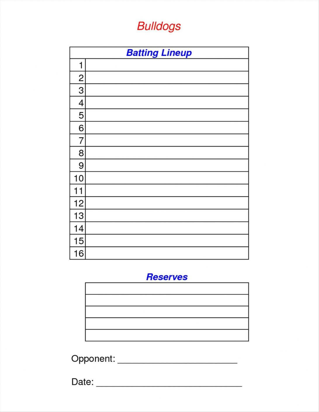 Baseball Lineup Template Card Excel Defensive Fillable Inside Baseball Card Size Template