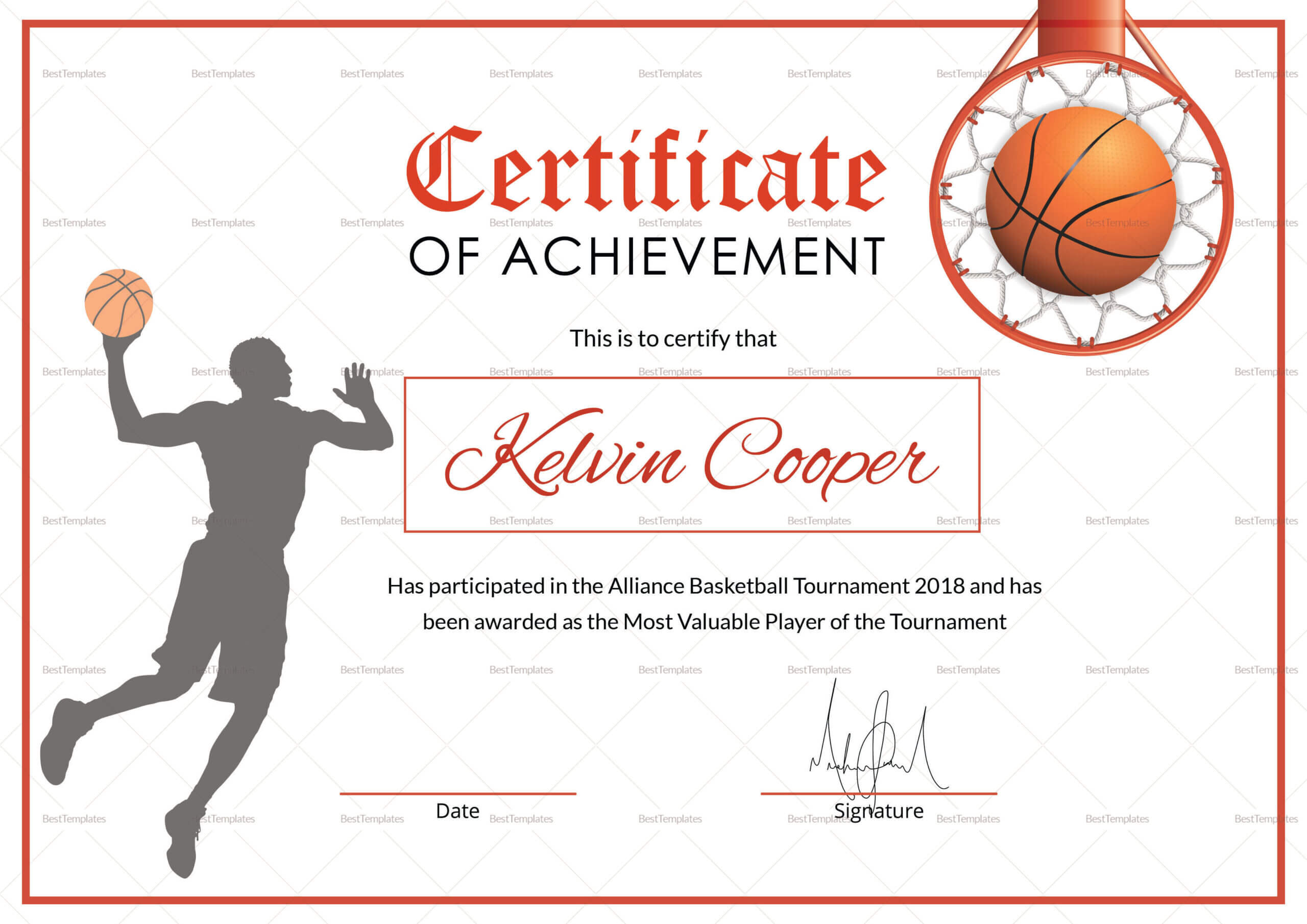 Basketball Award Achievement Certificate Template throughout Basketball Certificate Template Basketball Award Achievement Certificate Template Throughout Basketball Certificate Template