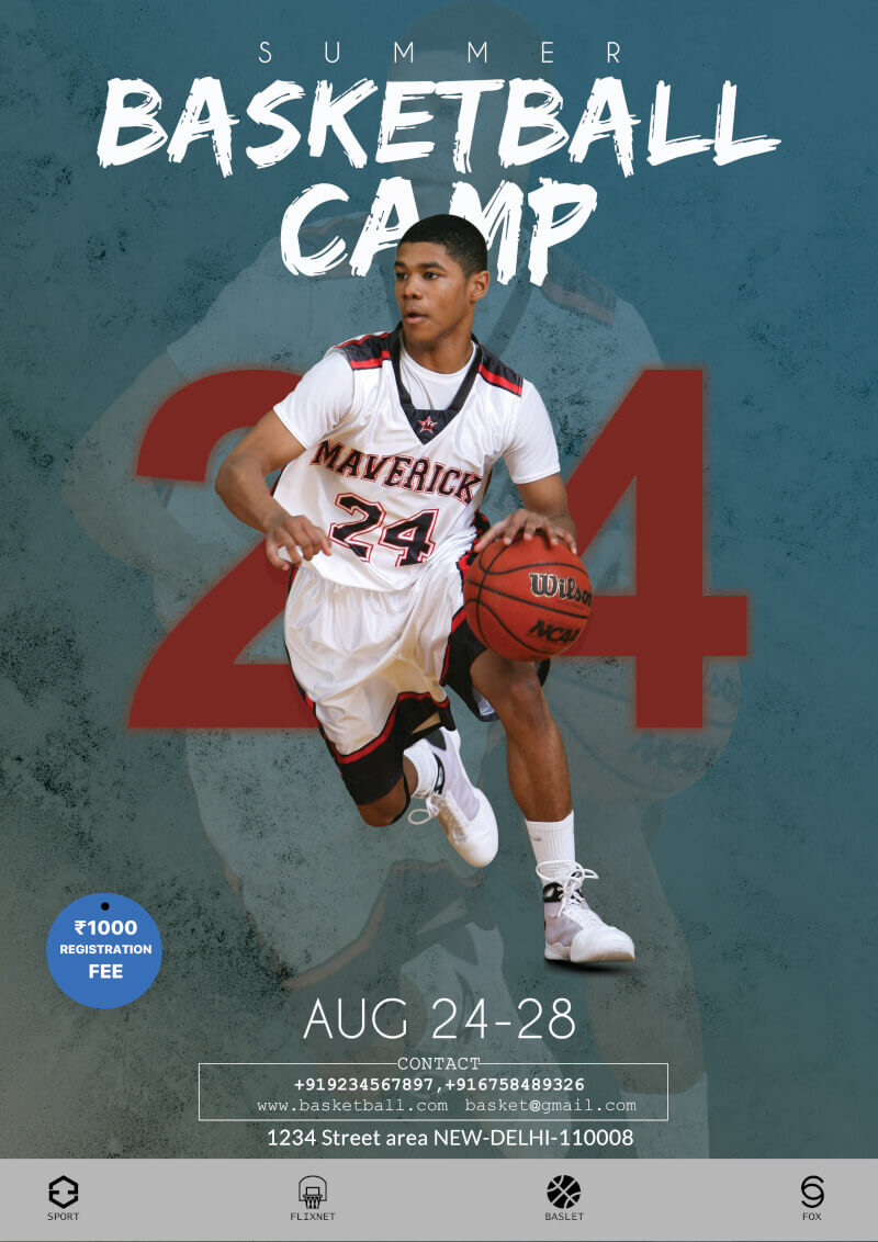 Basketball Camp Flyer Free Psd Template | Psddaddy For Basketball Camp Brochure Template