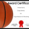 Basketball Certificates Throughout Basketball Certificate Template