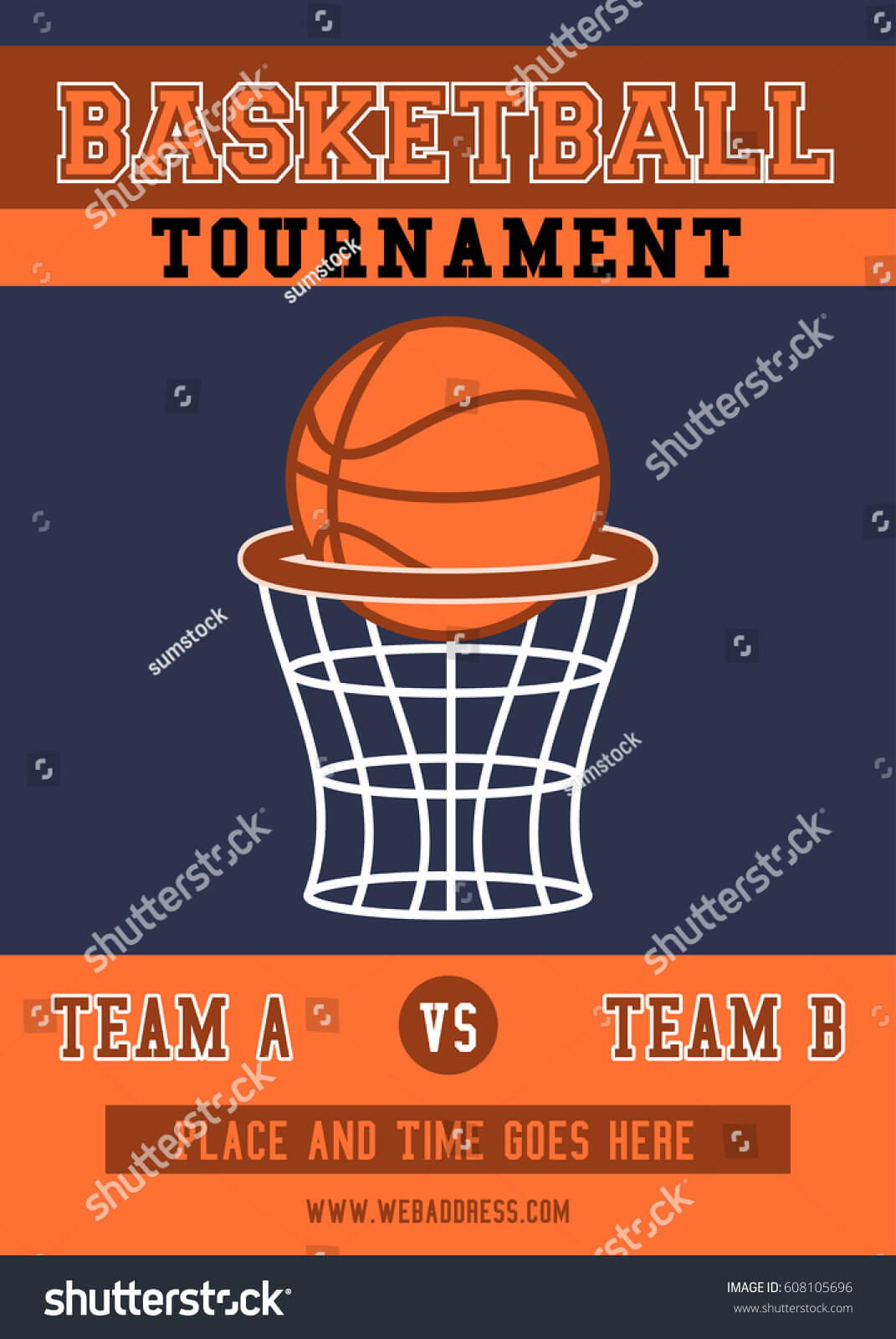 Basketball Tournament Flyer Poster Template Stock Vector With Basketball Tournament Flyer Template