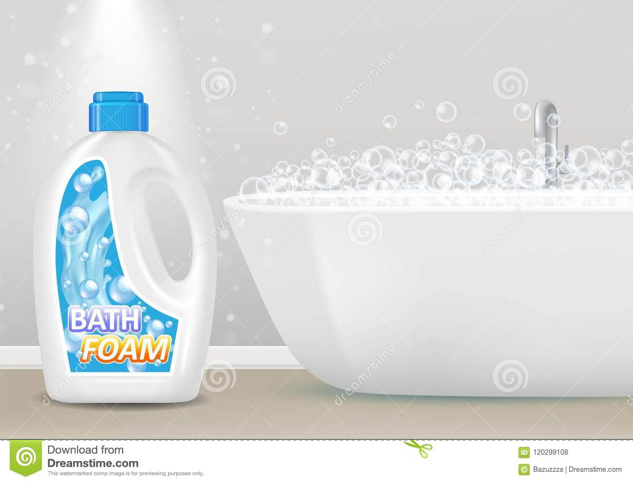Bath Foam Bottle Packaging Vector Realistic Mockup Stock Regarding Bubble Bottle Label Template