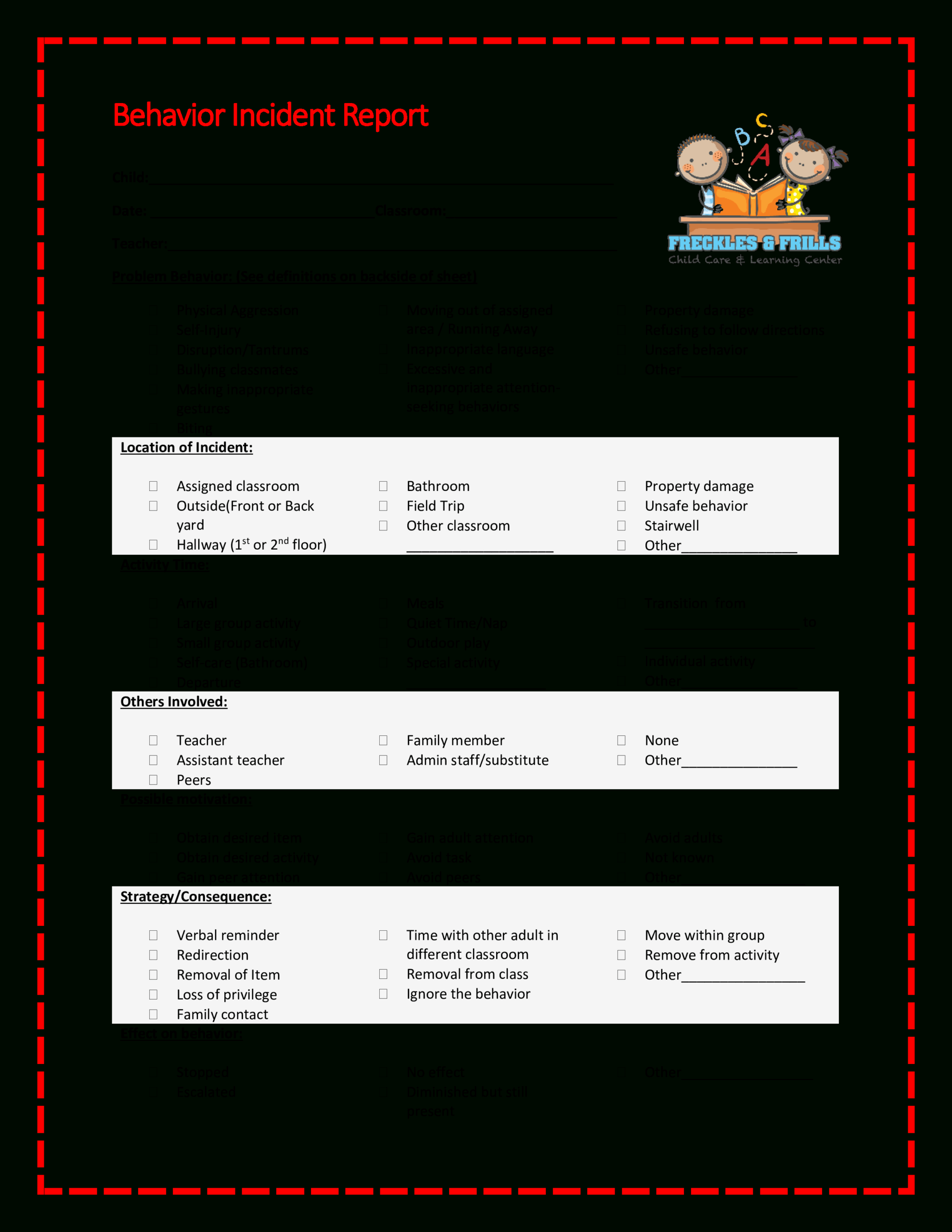 Behavior Incident Report – Colona.rsd7 Regarding Behaviour Report Template