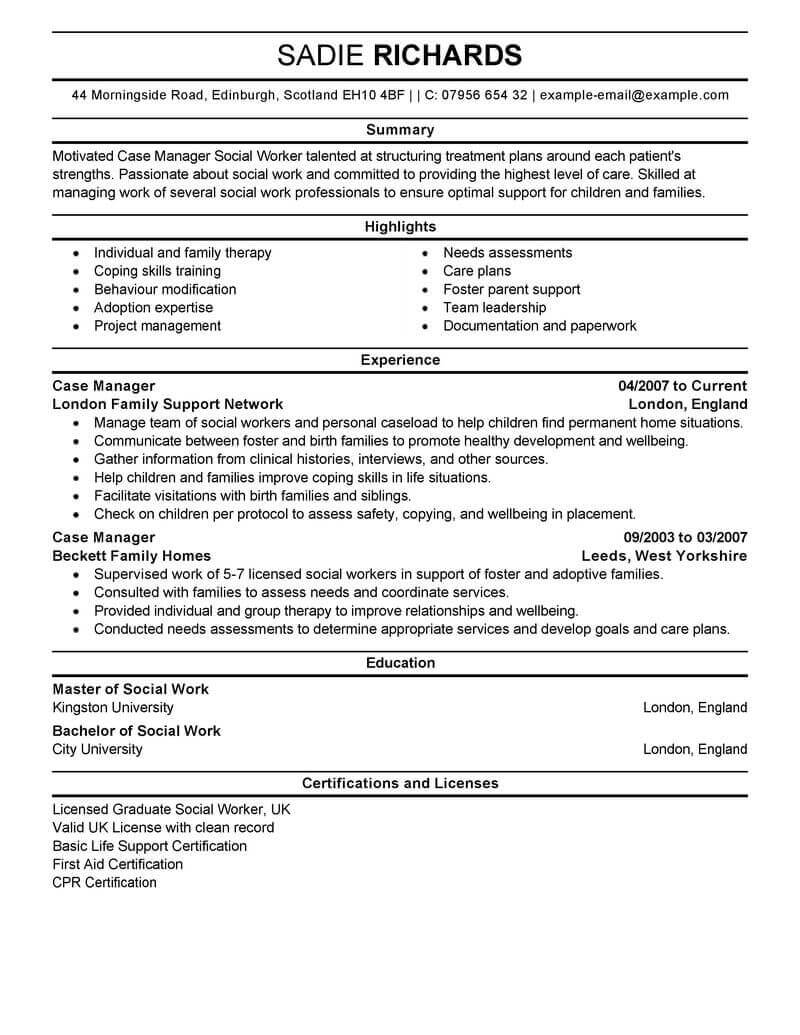 Best Case Manager Resume Example | Livecareer Within Case Notes Social Work Template