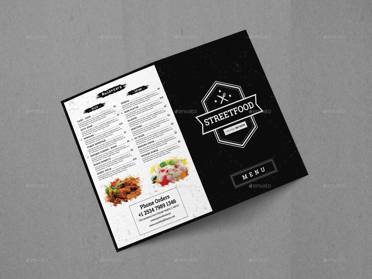 Bifold Food Menu Brochure Template Intended For Bi Fold Menu Template