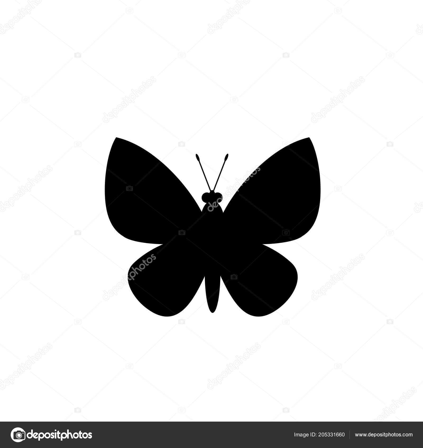 Black Silhouette Butterfly Isolated White Background Vector Regarding Butterfly Labels Templates