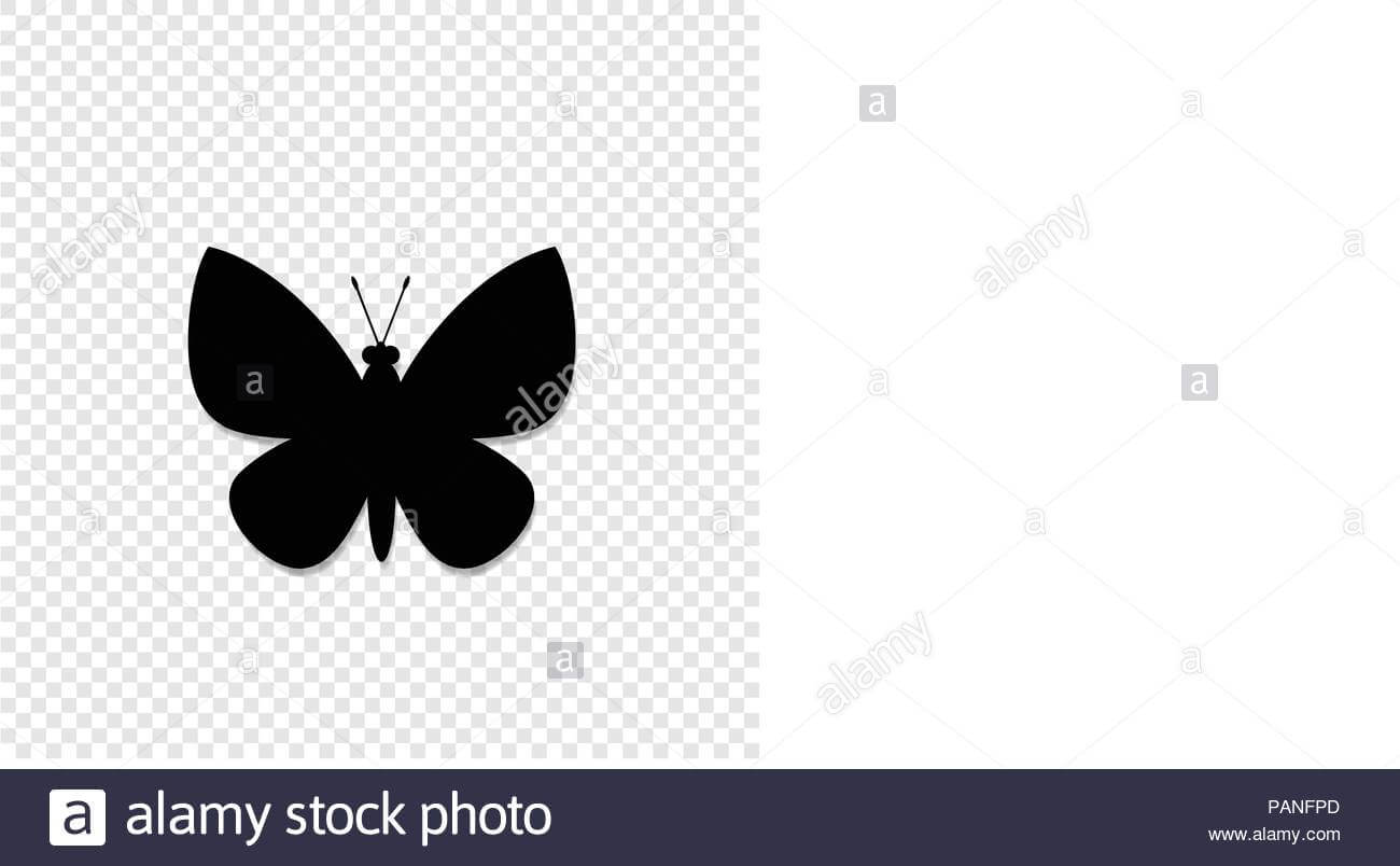 Black Silhouette Of Butterfly Isolated On Transparent For Butterfly Labels Templates