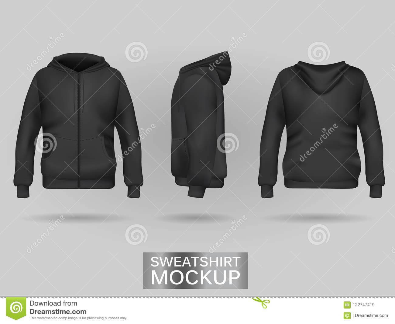 Black Sweatshirt Hoodie Template Stock Vector – Illustration Inside Blank Black Hoodie Template