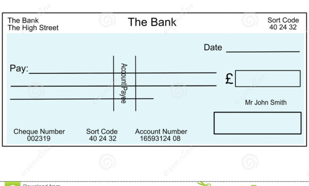 Blank British Cheque Stock Illustration. Illustration Of throughout Blank Cheque Template Uk