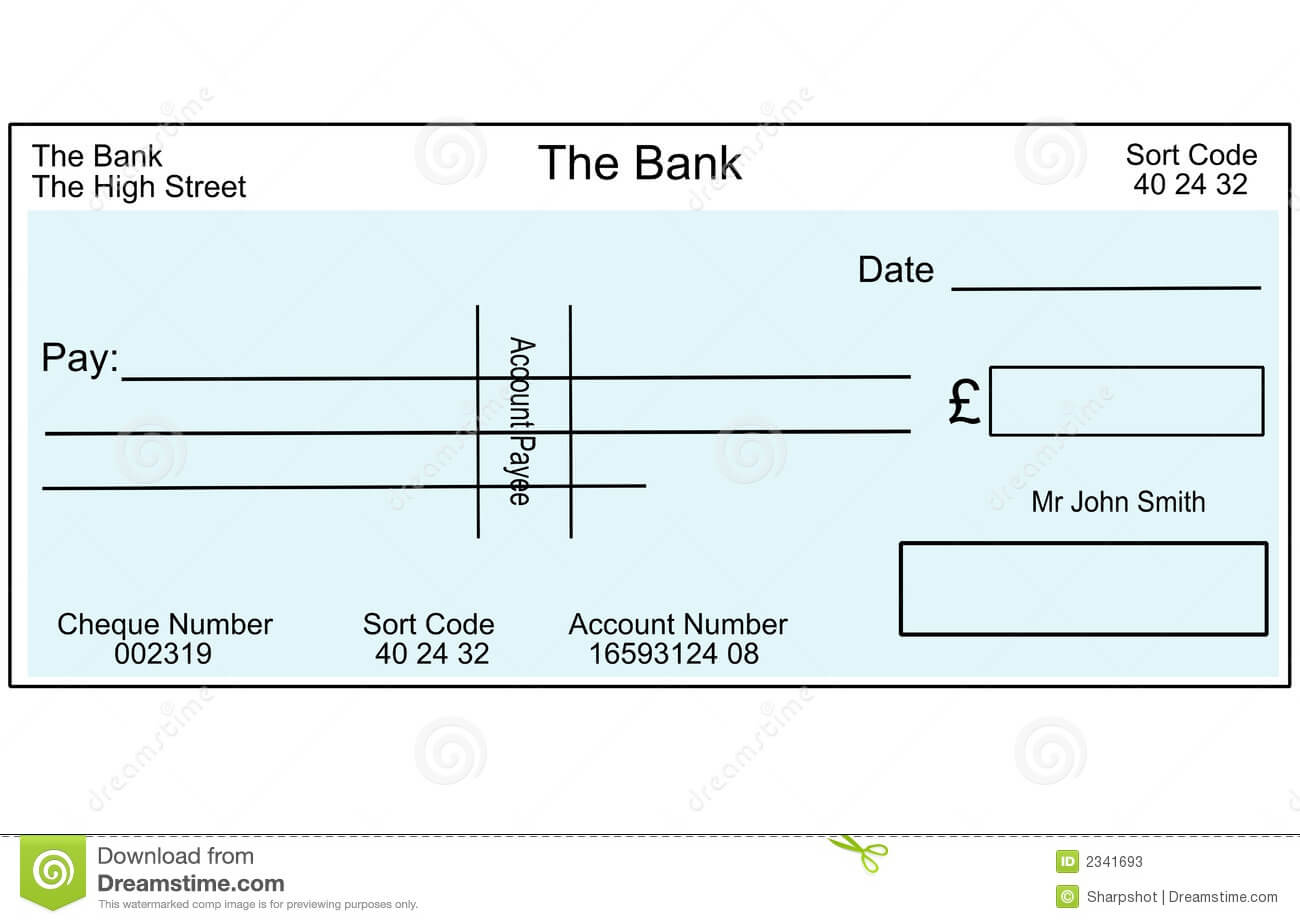 Blank British Cheque Stock Illustration. Illustration Of Throughout Blank Cheque Template Uk