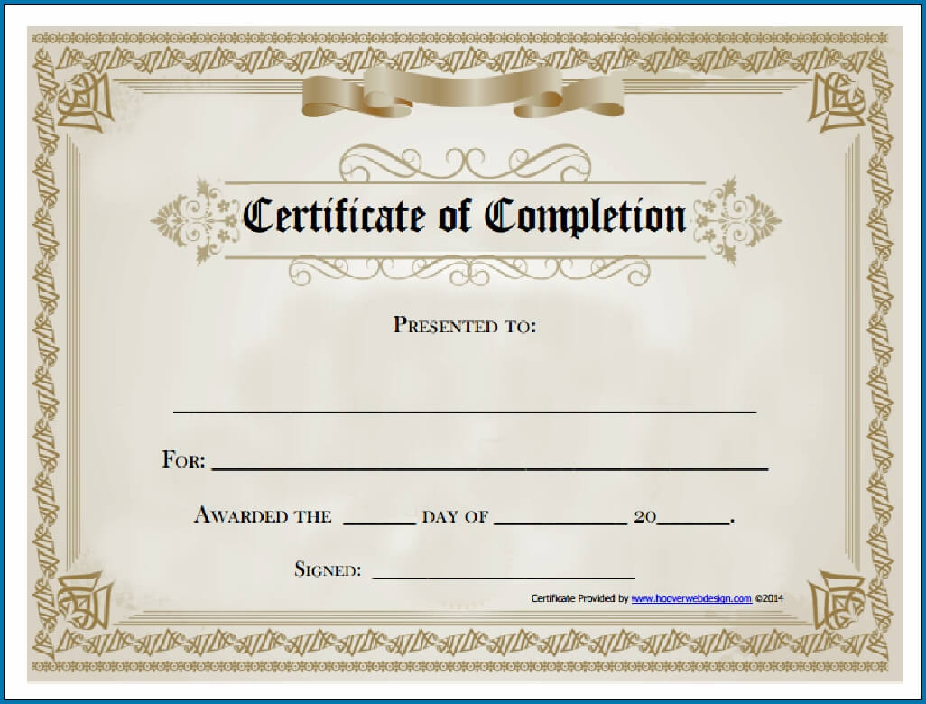 Blank Certificate Of Completion Template – Colona.rsd7 Within Certificate Of Achievement Template Word