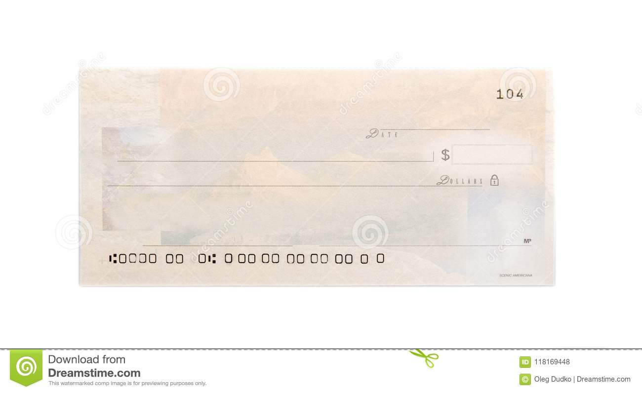 Blank Check Template Stock Photo. Image Of Blank, Horizontal Within Blank Business Check Template