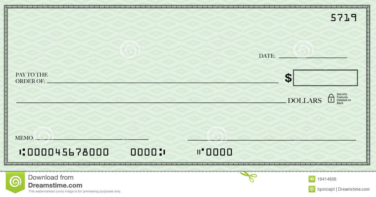 Blank Check With Open Space For Your Text Stock Illustration Regarding Blank Cheque Template Download Free