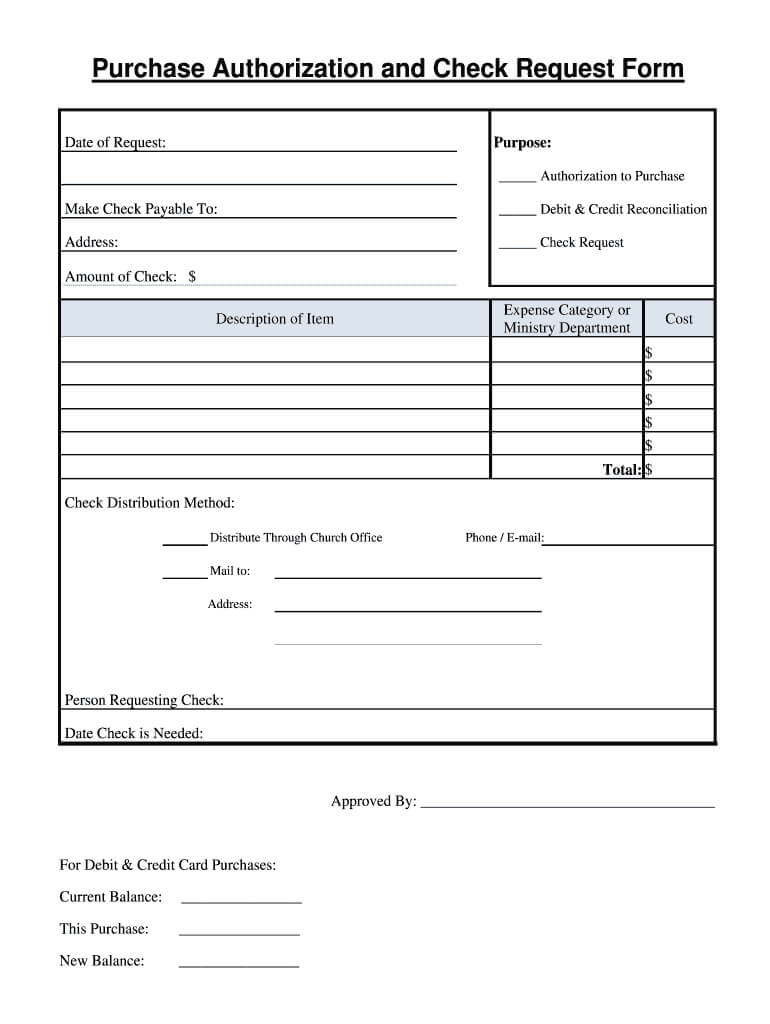 Blank Church Financial Forms – Fill Online, Printable In Check Request Form Template
