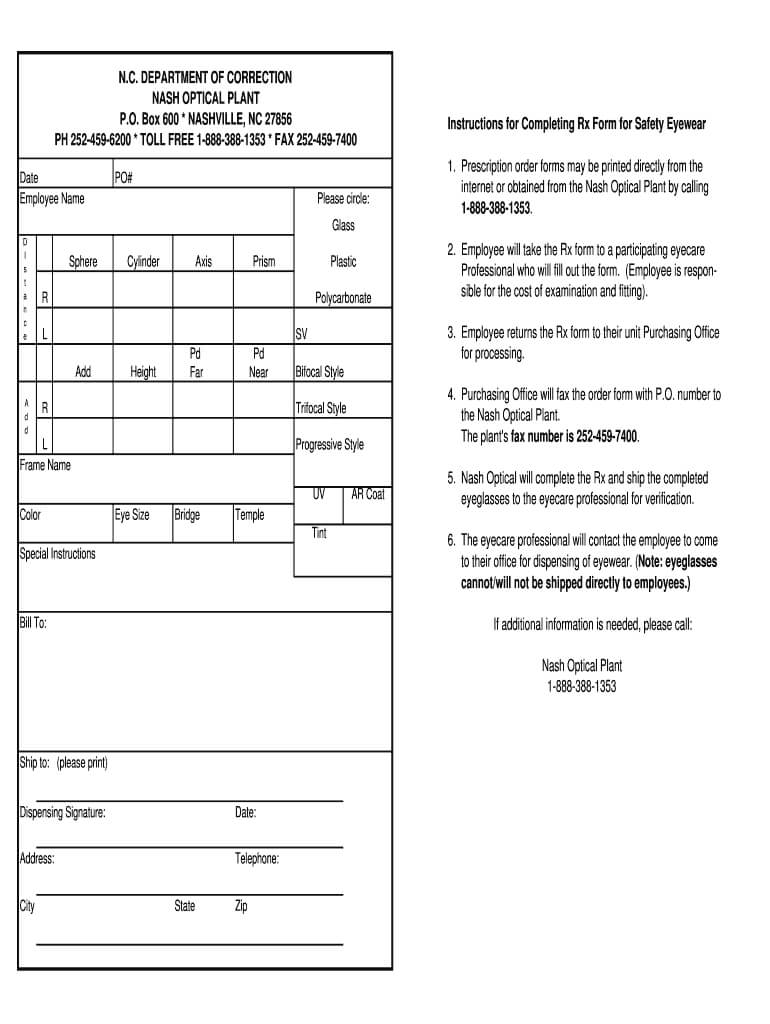 Blank Eyeglass Prescription Form – Fill Online, Printable In Blank Prescription Form Template