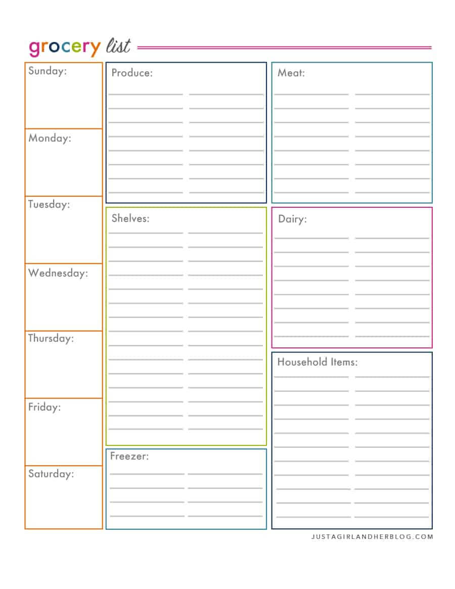 Blank Grocery List – Colona.rsd7 Pertaining To Blank Grocery Shopping List Template