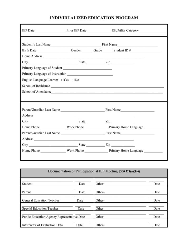 Blank Iep Form Throughout Blank Iep Template