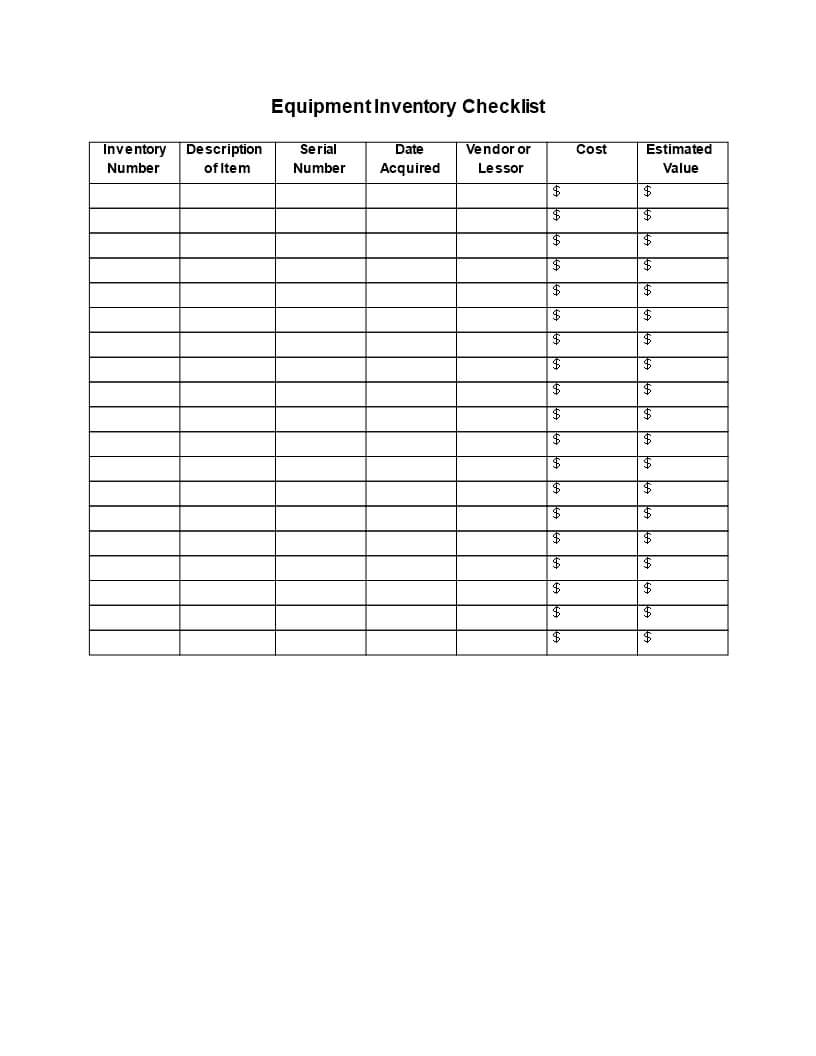 Blank Inventory Checklist In Word | Templates At Within Blank Checklist Template Word