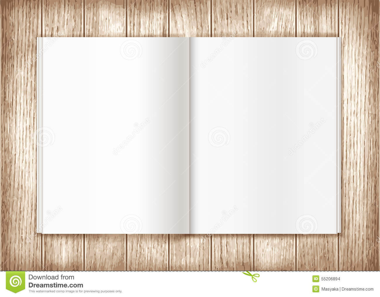Blank Magazine On Wooden Background. Template Stock Intended For Blank Magazine Spread Template