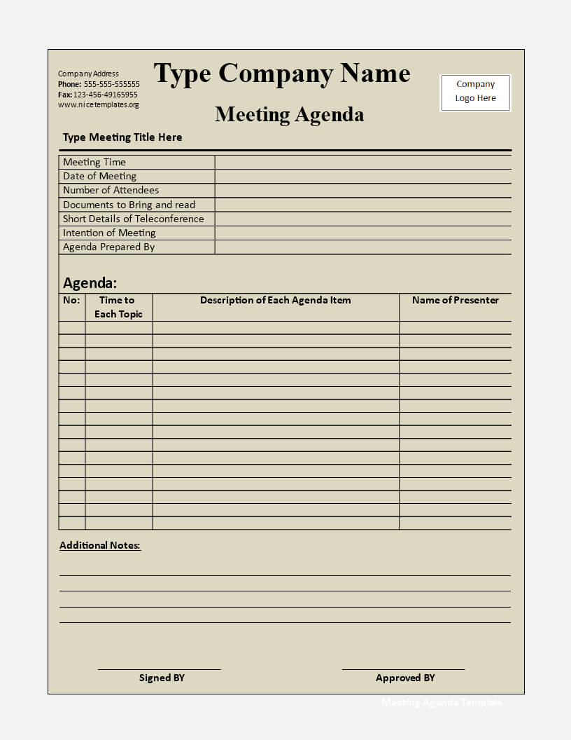 Blank Meeting Agenda | Templates At Allbusinesstemplates For Blank Meeting Agenda Template
